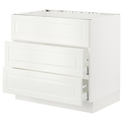 SEKTION / MAXIMERA Arm inf tbl cuis/hotte int av tir, blanc/Bodbyn blanc cassé, 36x24x30 "