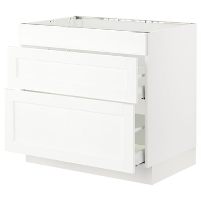 SEKTION / MAXIMERA Arm inf tbl cuis/hotte int av tir, blanc Enköping/blanc effet bois, 36x24x30 "