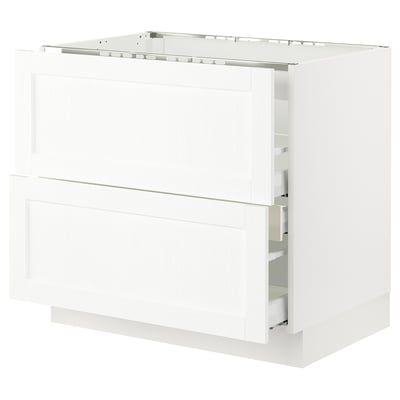 SEKTION / MAXIMERA Arm inf tbl cuis/hotte int av tir, blanc Enköping/blanc effet bois, 36x24x30 "