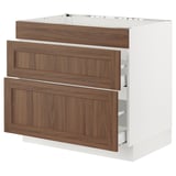 SEKTION / MAXIMERA Arm inf tbl cuis/hotte int av tir, blanc Enköping/brun effet noyer, 36x24x30 "