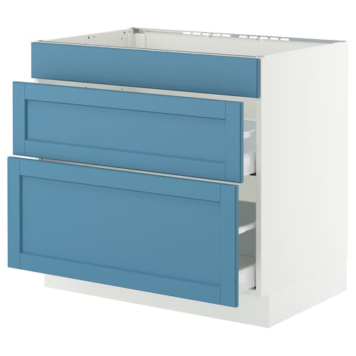 SEKTION / MAXIMERA Arm inf tbl cuis/hotte int av tir, blanc/Lerhyttan bleu, 36x24x30 "