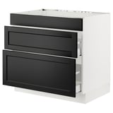 SEKTION / MAXIMERA Arm inf tbl cuis/hotte int av tir, blanc/Lerhyttan teinté noir, 36x24x30 "