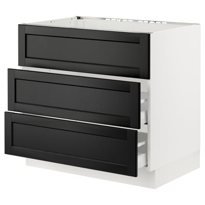 SEKTION / MAXIMERA Arm inf tbl cuis/hotte int av tir, blanc/Lerhyttan teinté noir, 36x24x30 "