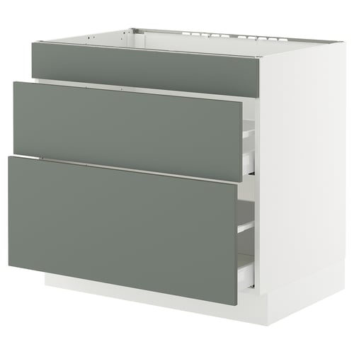 SEKTION / MAXIMERA Arm inf tbl cuis/hotte int av tir, blanc/Nickebo gris -vert mat, 36x24x30 "