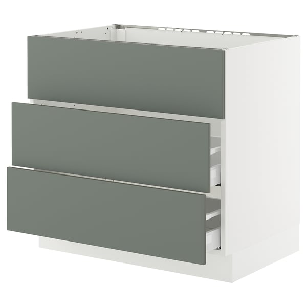 SEKTION / MAXIMERA Arm inf tbl cuis/hotte int av tir, blanc/Nickebo gris -vert mat, 36x24x30 "