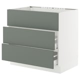 SEKTION / MAXIMERA Arm inf tbl cuis/hotte int av tir, blanc/Nickebo gris -vert mat, 36x24x30 "