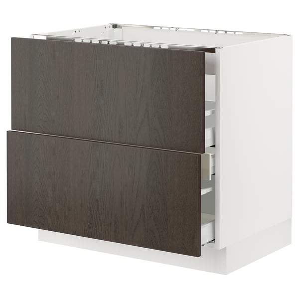 SEKTION / MAXIMERA Arm inf tbl cuis/hotte int av tir, blanc/Sinarp brun, 36x24x30 "