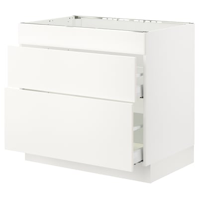SEKTION / MAXIMERA Arm inf tbl cuis/hotte int av tir, blanc/Veddinge blanc, 36x24x30 "