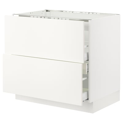 SEKTION / MAXIMERA Arm inf tbl cuis/hotte int av tir, blanc/Veddinge blanc, 36x24x30 "