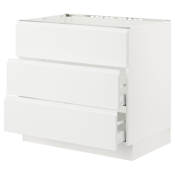SEKTION / MAXIMERA Arm inf tbl cuis/hotte int av tir, blanc/Voxtorp blanc mat, 36x24x30 "