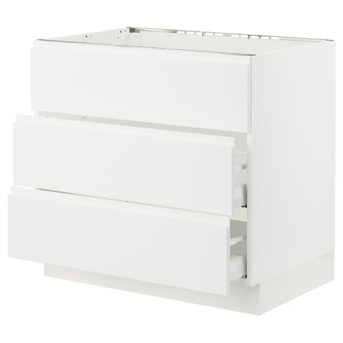 SEKTION / MAXIMERA Arm inf tbl cuis/hotte int av tir, blanc/Voxtorp blanc mat, 36x24x30 "