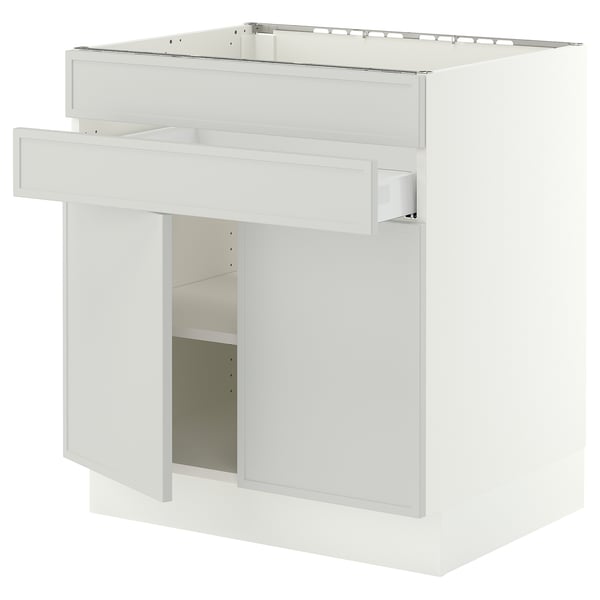 SEKTION / MAXIMERA Arm inf tble cuis/2 ptes/2 fac/1tir, blanc/Aspudden gris clair, 30x24x30 "