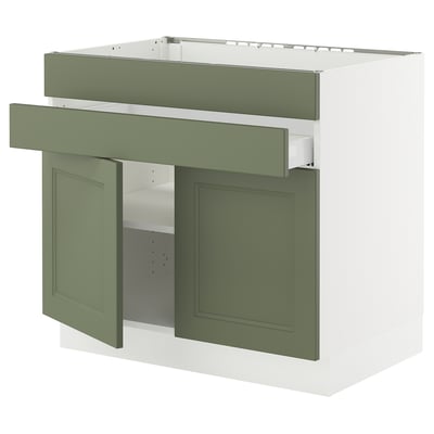 SEKTION / MAXIMERA Arm inf tble cuis/2 ptes/2 fac/1tir, blanc/Axstad gris-vert, 36x24x30 "