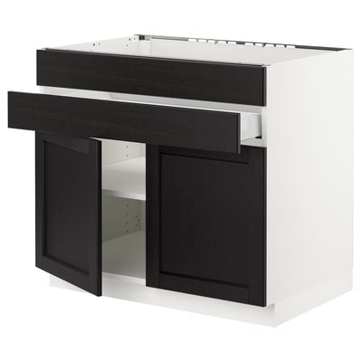 SEKTION / MAXIMERA Arm inf tble cuis/2 ptes/2 fac/1tir, blanc/Lerhyttan teinté noir, 36x24x30 "