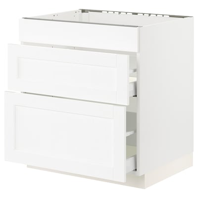 SEKTION / MAXIMERA Armoir inf four/3 faces/2 tiroirs, blanc Enköping/blanc effet bois, 30x24x30 "