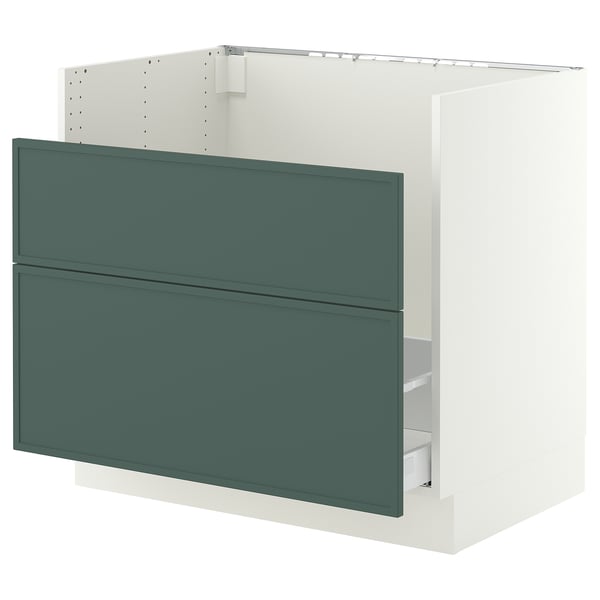 SEKTION / MAXIMERA Armoir inf pr évier HAVSEN/p tri/2f, blanc/Aspudden gris-vert foncé, 36x24x30 "