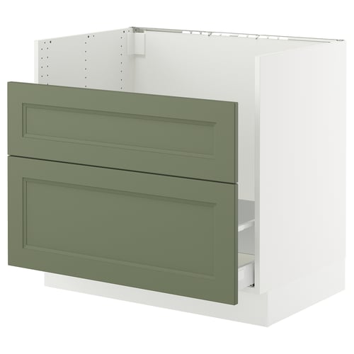 SEKTION / MAXIMERA Armoir inf pr évier HAVSEN/p tri/2f, blanc/Axstad gris-vert, 36x24x30 "