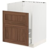 SEKTION / MAXIMERA Armoir inf pr évier HAVSEN/p tri/2f, blanc Enköping/brun effet noyer, 24x24x30 "