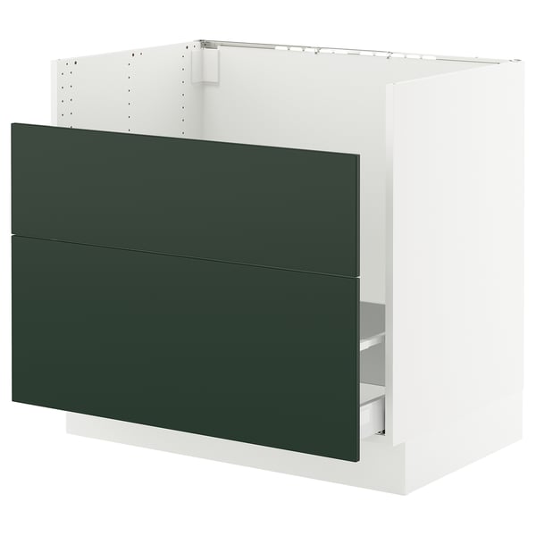 SEKTION / MAXIMERA Armoir inf pr évier HAVSEN/p tri/2f, blanc/Havstorp vert profond, 36x24x30 "