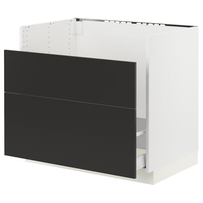 SEKTION / MAXIMERA Armoir inf pr évier HAVSEN/p tri/2f, blanc/Nickebo anthracite mat, 36x24x30 "