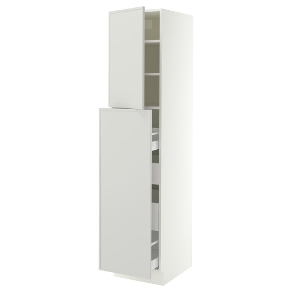SEKTION / MAXIMERA Armoire av 1p/4t coulissant, blanc/Aspudden gris clair, 18x24x80 "