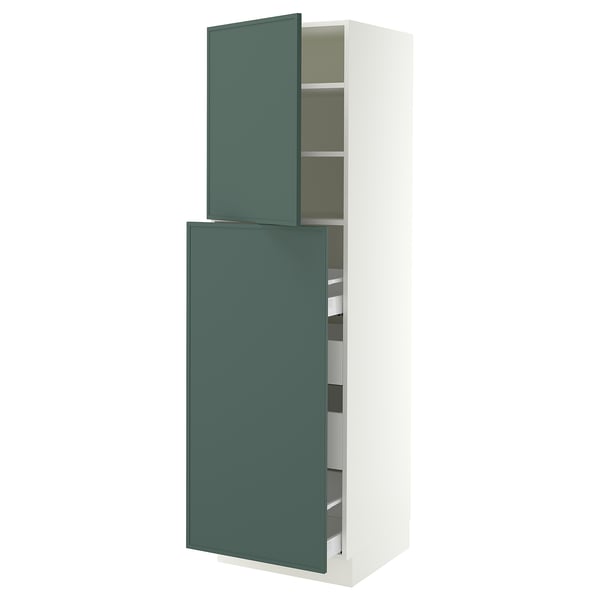 SEKTION / MAXIMERA Armoire av 1p/4t coulissant, blanc/Aspudden gris-vert foncé, 24x24x80 "