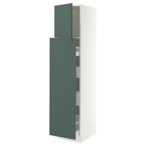 SEKTION / MAXIMERA Armoire av 1p/4t coulissant, blanc/Aspudden gris-vert foncé, 18x24x80 "