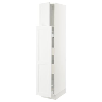 SEKTION / MAXIMERA Armoire av 1p/4t coulissant, blanc/Axstad blanc mat, 15x24x80 "
