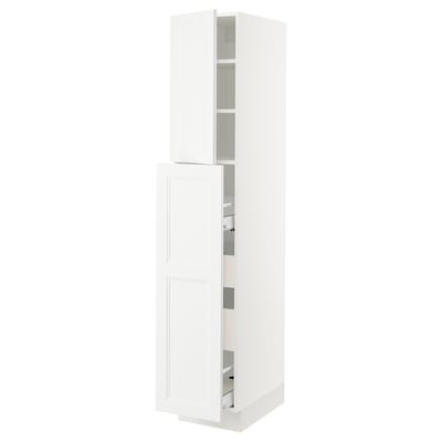 SEKTION / MAXIMERA Armoire av 1p/4t coulissant, blanc/Axstad blanc mat, 15x24x80 "