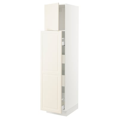 SEKTION / MAXIMERA Armoire av 1p/4t coulissant, blanc/Bodbyn blanc cassé, 18x24x80 "