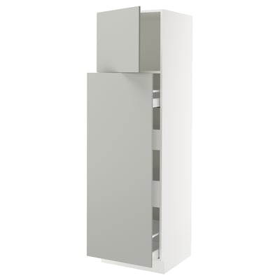 SEKTION / MAXIMERA Armoire av 1p/4t coulissant, blanc/Havstorp gris clair, 24x24x80 "