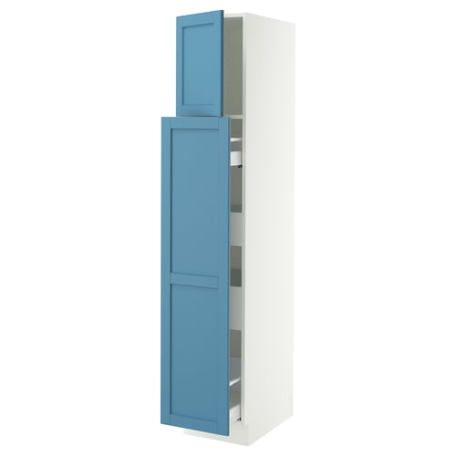 SEKTION / MAXIMERA Armoire av 1p/4t coulissant, blanc/Lerhyttan bleu, 15x24x80 "
