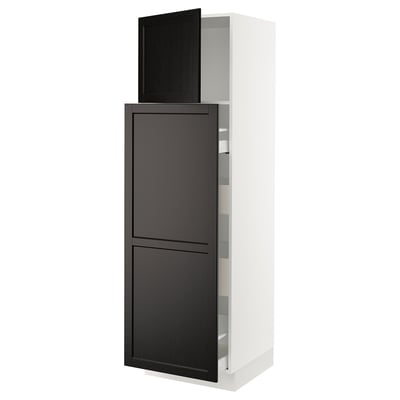 SEKTION / MAXIMERA Armoire av 1p/4t coulissant, blanc/Lerhyttan teinté noir, 24x24x80 "