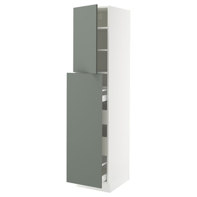 SEKTION / MAXIMERA Armoire av 1p/4t coulissant, blanc/Nickebo gris -vert mat, 18x24x80 "