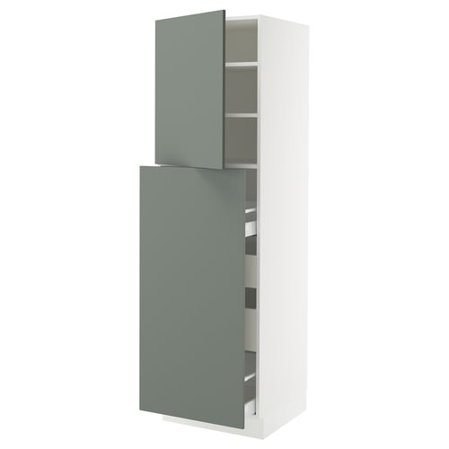 SEKTION / MAXIMERA Armoire av 1p/4t coulissant, blanc/Nickebo gris -vert mat, 24x24x80 "