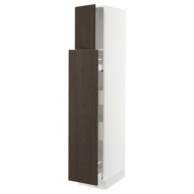 SEKTION / MAXIMERA Armoire av 1p/4t coulissant, blanc/Sinarp brun, 15x24x80 "
