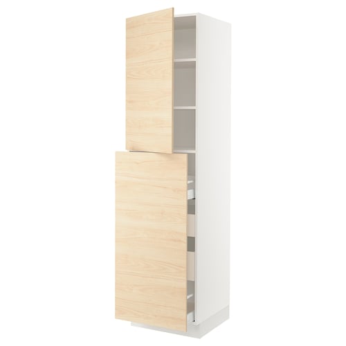 SEKTION / MAXIMERA Armoire av 4t/1p/2tb coulis, blanc/Askersund effet frêne clair, 24x24x90 "