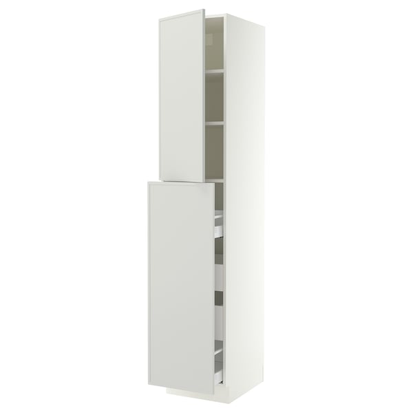 SEKTION / MAXIMERA Armoire av 4t/1p/2tb coulis, blanc/Aspudden gris clair, 18x24x90 "