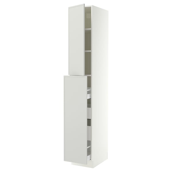 SEKTION / MAXIMERA Armoire av 4t/1p/2tb coulis, blanc/Aspudden gris clair, 15x24x90 "
