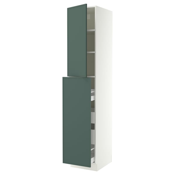 SEKTION / MAXIMERA Armoire av 4t/1p/2tb coulis, blanc/Aspudden gris-vert foncé, 18x24x90 "