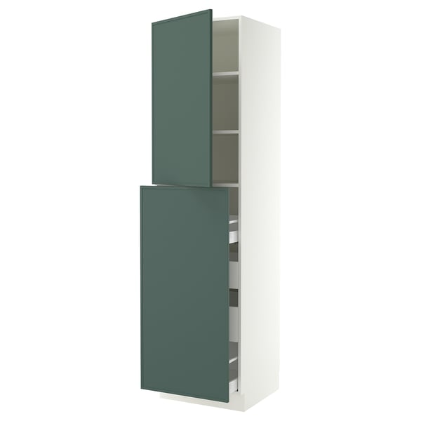 SEKTION / MAXIMERA Armoire av 4t/1p/2tb coulis, blanc/Aspudden gris-vert foncé, 24x24x90 "