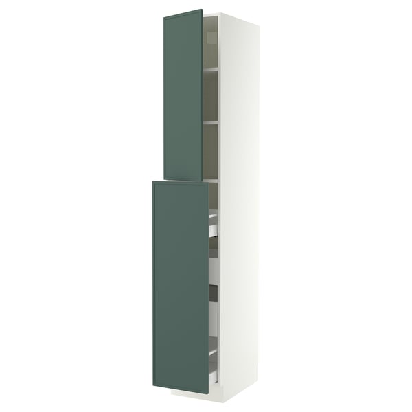 SEKTION / MAXIMERA Armoire av 4t/1p/2tb coulis, blanc/Aspudden gris-vert foncé, 15x24x90 "