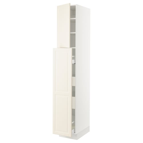 SEKTION / MAXIMERA Armoire av 4t/1p/2tb coulis, blanc/Bodbyn blanc cassé, 15x24x90 "