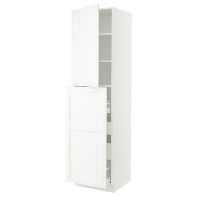 SEKTION / MAXIMERA Armoire av 4t/1p/2tb coulis, blanc Enköping/blanc effet bois, 24x24x90 "