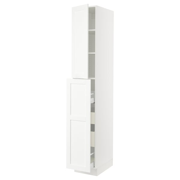 SEKTION / MAXIMERA Armoire av 4t/1p/2tb coulis, blanc Enköping/blanc effet bois, 15x24x90 "