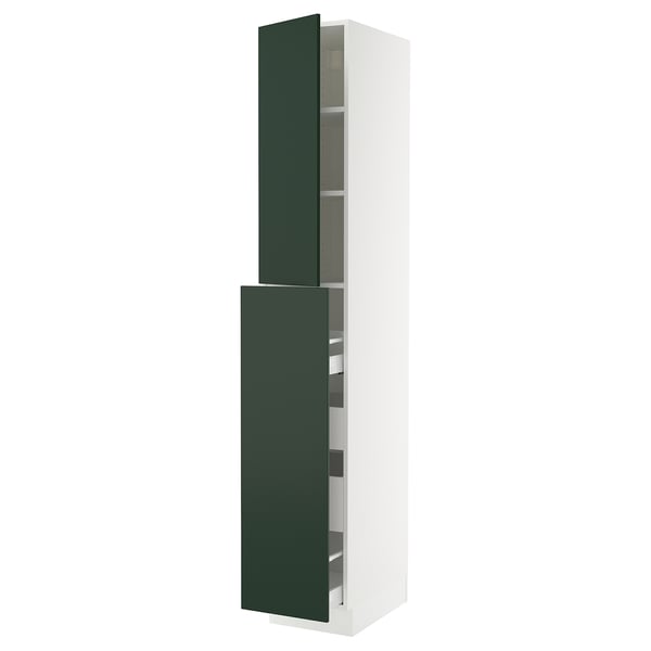 SEKTION / MAXIMERA Armoire av 4t/1p/2tb coulis, blanc/Havstorp vert profond, 15x24x90 "