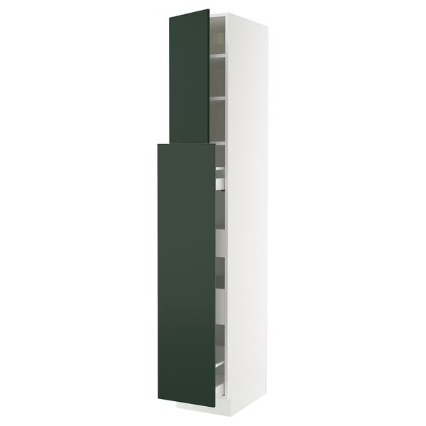 SEKTION / MAXIMERA Armoire av 4t/1p/2tb coulis, blanc/Havstorp vert profond, 15x24x90 "