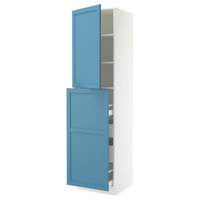 SEKTION / MAXIMERA Armoire av 4t/1p/2tb coulis, blanc/Lerhyttan bleu, 24x24x90 "