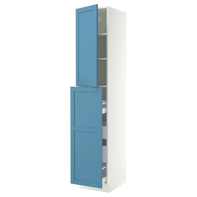 SEKTION / MAXIMERA Armoire av 4t/1p/2tb coulis, blanc/Lerhyttan bleu, 18x24x90 "
