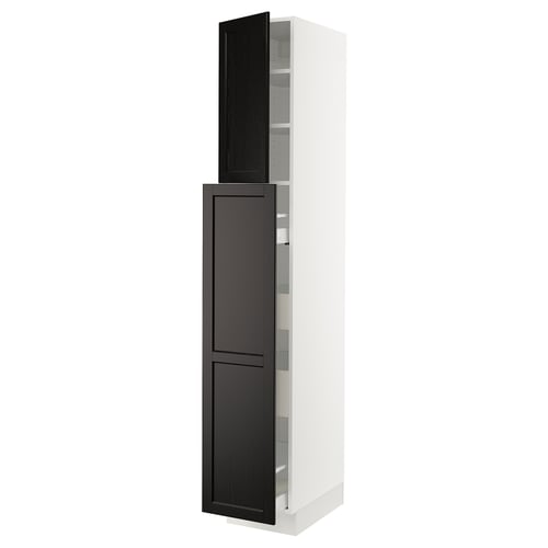SEKTION / MAXIMERA Armoire av 4t/1p/2tb coulis, blanc/Lerhyttan teinté noir, 15x24x90 "